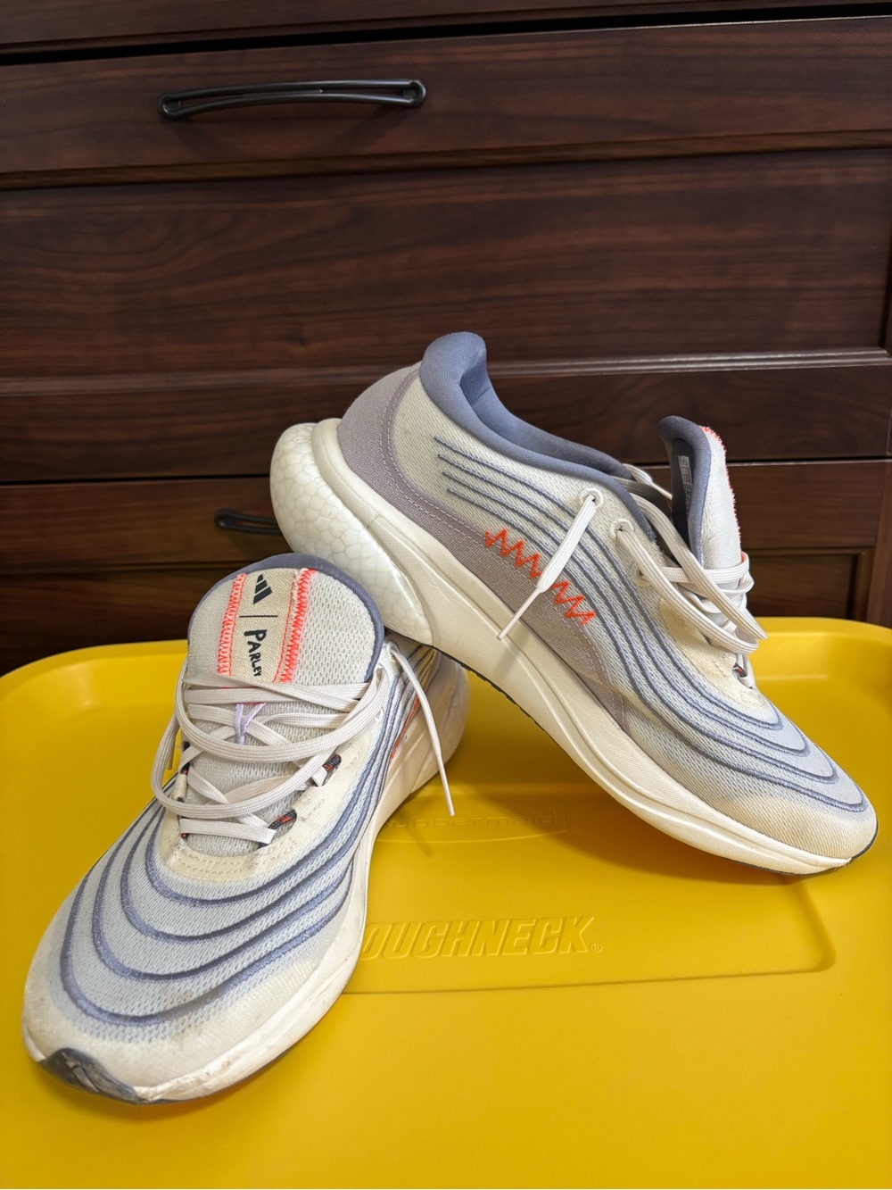 adidas x Parley - Men’s Cream Sneakers with Blue & Coral Accents
